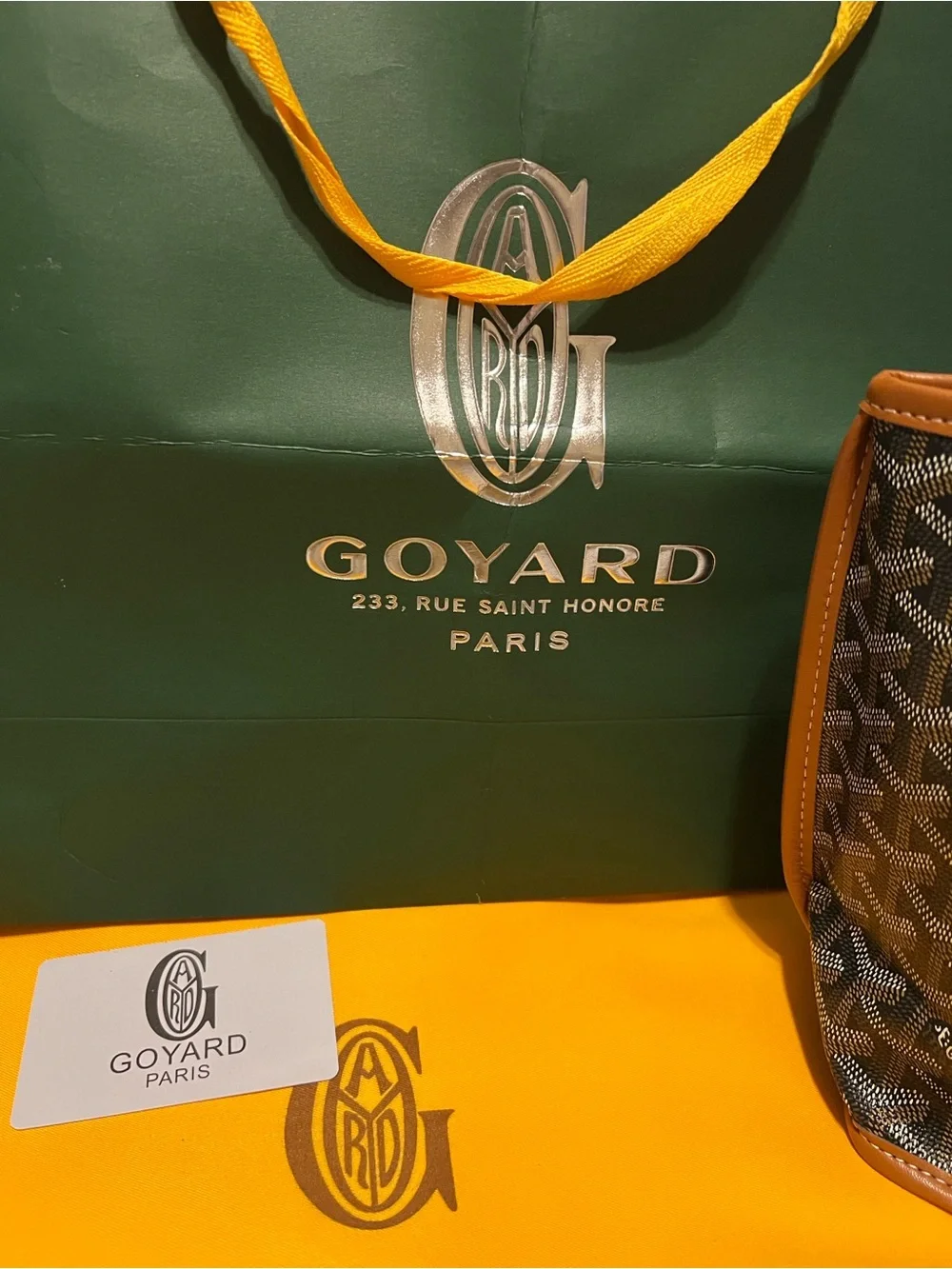 Goyard-Style Black & Tan Canvas Tote with Matching Pouch